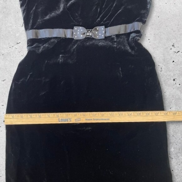 Bloomingdale's Mini Dress Velvet Silk Blend V-Neck‎ Back Zip Sleeveless Black 6P - Picture 5 of 7